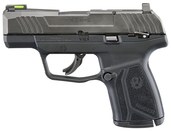 Ruger 3518 Max-9 *CA Compliant Compact Frame 9mm Luger 10+1 3.20 Black Oxide Stainless Steel Barrel, Black Oxide Serrated Steel Slide, Black Poly Frame, Black Nylon Grip, Pistol