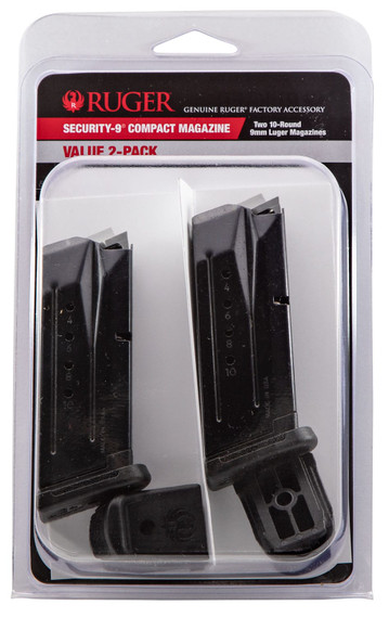 Ruger 90686 Security-9 Value Pack 10rd 9mm Luger Black Oxide Steel 2 Per Pack, Magazine