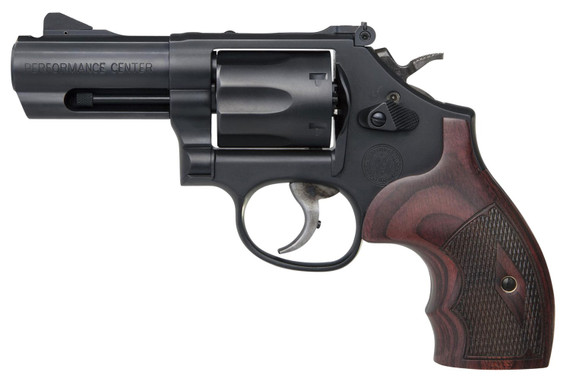 Smith & Wesson 12039 PC Model 19 Carry Comp K-Frame 357 Mag 38 S&W Spl +P 6 Shot 3 Black PowerPort Vented Barrel Black Cylinder Black Carbon Steel Frame Finger Grooved Wood Grip Exposed Hammer, Revolver