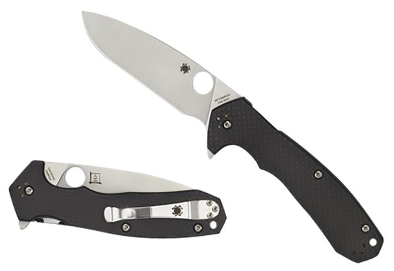 Spyderco C234CFP Amalgam 3.80 Fold Drop Point Plain Satin CPM S30V SS Blade/Black Textured Carbon Fiber/G10 Handle Includes Pocket Clip, Knife
