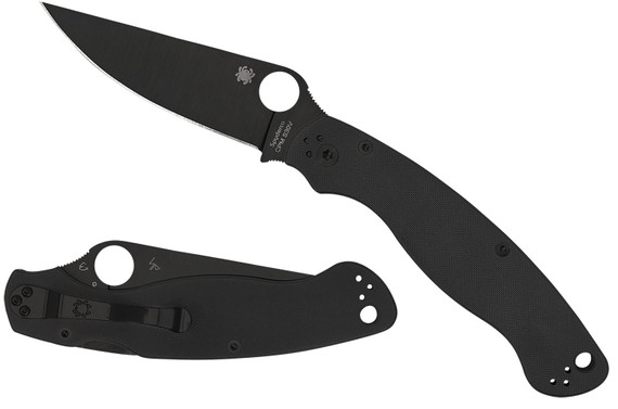 Spyderco C36GPBK2 Military 2 4 Fold Plain Black DLC CPM S30V SS Blade/ Black Textured G10 Handle Includes Pocket Clip, Knife