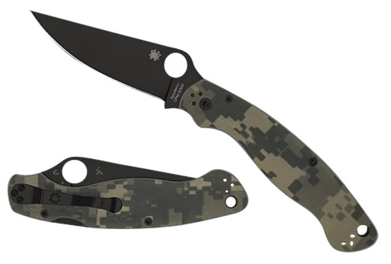 Spyderco C36GPCMOBK2 Military 2 4 Fold Plain Black DLC CPM S30V SS Blade/ Digital Camo G10 Handle Includes Pocket Clip, Knife