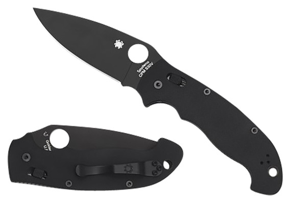 Spyderco C95GPBBK2 Manix 2 XL 3.85 Fold Plain Black DLC CPM S30V SS Blade/Black Textured G10 Handle Includes Pocket Clip, Knife
