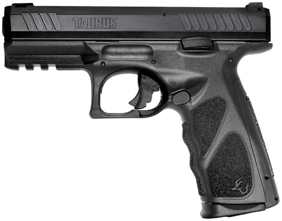 Taurus 1-TS9SR041 TS9 Full Size Frame 9mm Luger 17+1 4 Matte Black Steel Barrel, Matte Black Serrated Steel Slide, Matte Black Poly Frame w/Pic Rail, Black Poly Grip, Includes 2 Magazines, Pistol