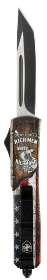Templar Knife MNOR231 Gen II North Of Richmond Slim 3.43 OTF Tanto Plain Black Oxide 440C SS Blade, 5.05 Red/White/Blue w/Rich Men North of Richmond Aluminum Handle, Glass Breaker, Knife