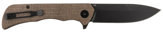 Templar Knife PFMBN321 Paladin 3.27 Fold Drop Point Plain Black Powder Coated D2 Steel Blade, 4.40 Brown Micarta Handle, Knife