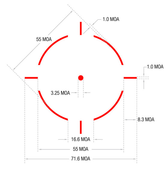 Trijicon 3200002 RMR HD Matte Black 1 x 0.89 x 0.67 3.25 MOA Red Dot/55 MOA Circle Multi Reticle