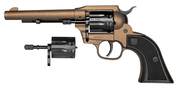 Diamondback DB053CA071 Sidekick Convertible 22 LR/22 Mag 9 Shot, 5.50 Midnight Bronze Cerakote Steel Barrel, Black Cerakote Cylinder, Midnight Bronze Cerakote Zinc Alloy Frame, Black Checkered GFN Grip, Hammer Safety, Exposed Hammer, Revolver