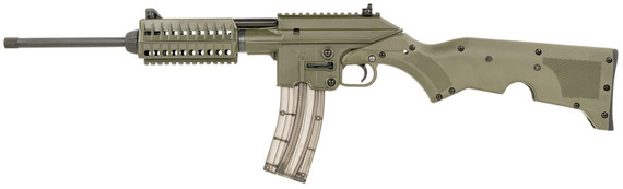 Kel-Tec SU22CAGRN SU22 Full Size 22 LR 26+1 16.10 Black Threaded Barrel, OD Green Pic Rail Poly Receiver, OD Green Synthetic w/Storage Compartment Stock, Rimfire Rifle