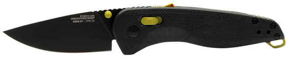 S.O.G SOG11411141 Aegis AT 3.13 Fold Drop Point Plain Black TiNi Cryo D2 Steel Blade, Black w/Moss Accents GRN Handle, Peg Box Pkg, Knife