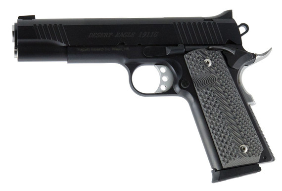 Magnum Research DE1911G 1911G 45 ACP 8+1, 5.01 in Stainless Steel Bull Barrel, Matte Black Serrated Carbon Steel Slide, Matte Black Carbon Steel Frame w/Beavertail, Black/Gray G10 Grip, Beavertail Grip/Manual Thumb Safety, Right Hand, Pistol