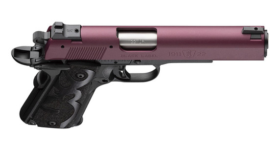 Browning 051061490 1911-22 Black Label Full Size Frame 22 LR 10+1 4.25 Matte Stainless Steel Barrel, Black Cherry Cerakote Serrated Aluminum Slide, Matte Black Aluminum/Composite Frame, Black Poly Grip, Pistol
