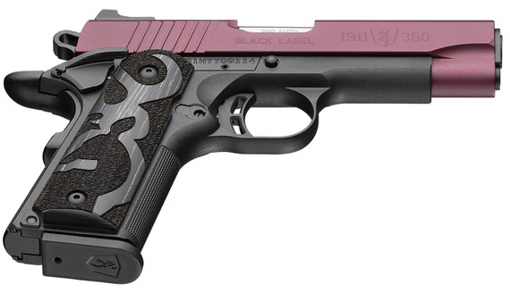 Browning 051995492 1911-380 Black Label Compact Frame 380 ACP 8+1 3.63 Matte Stainless Steel Barrel, Black Cherry Cerakote Serrated Steel Slide, Matte Black Aluminum/Composite Frame, Black Poly Grip, Pistol
