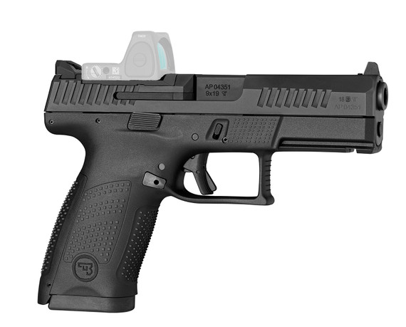 CZ-USA 01536 P-10 C Compact Frame 9mm Luger 10+1 4.02 Black Carbon Steel Barrel, Black Nitride Optic Ready/Serrated Steel Slide, Black Poly Frame w/Pic Rail, Interchangeable Backstrap Grip, Pistol