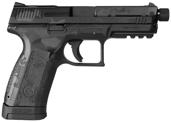 Girsan 390360 MC9 Disruptor 9mm Luger 17+1 4.60 Black Threaded Barrel, Black Camo Optic Ready/Serrated Steel Slide & Poly Frame w/Beavertail & Pic Rail, Black Camo w/Interchangeable Backstrap Grip, Ambi, Pistol