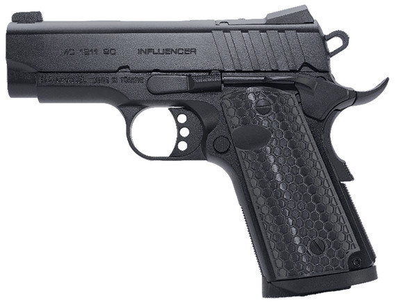 Girsan 391040 MC1911 SC Influencer Sub-Compact 9mm Luger 7+1 3.40 Blued Steel Barrel, Black Cerakote Optic Ready/Serrated Steel Slide & Frame w/Pic Rail & Beavertail, Gray Poly Grip, Pistol
