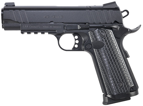 Girsan 391044 MC1911 C Influencer Compact 45 ACP 8+1 4.40 Blued Steel Barrel, Black Cerakote Optic Ready/Serrated Steel Slide & Frame w/Pic Rail & Beavertail, Black Poly Grip, Pistol