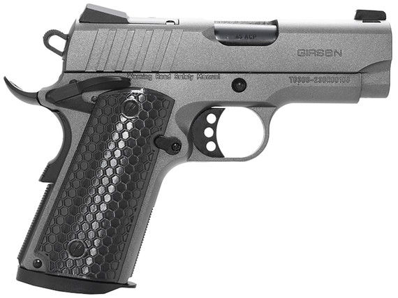 Girsan 391140 MC1911 SC Influencer Sub-Compact 9mm Luger 7+1 3.40 Black Steel Barrel, Tungsten Gray Cerakote Optic Ready/Serrated Steel Slide & Frame w/Pic Rail & Beavertail, Gray Poly Grip, Pistol