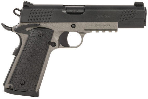 Girsan 392062 MC1911 S Untouchable Full Size 45 ACP 8+1 5 Black Steel Barrel, Black Serrated Steel Slide, Stainless Frame w/Beavertail & Pic Rail, Black Poly Grip, Pistol