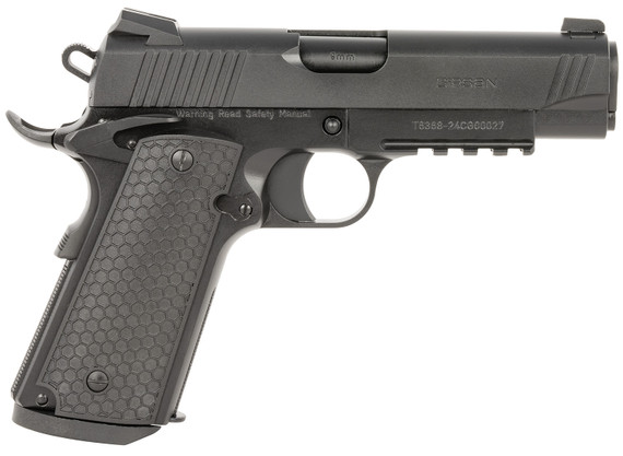 Girsan 392070 MC1911 C Untouchable Compact Frame 45 ACP 8+1 4.40 Black Steel Barrel, Black Serrated Steel Slide & Frame w/Beavertail & Pic Rail, Black Poly Grip, Pistol