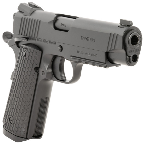 Girsan 392070 MC1911 C Untouchable Compact Frame 45 ACP 8+1 4.40 Black Steel Barrel, Black Serrated Steel Slide & Frame w/Beavertail & Pic Rail, Black Poly Grip, Pistol