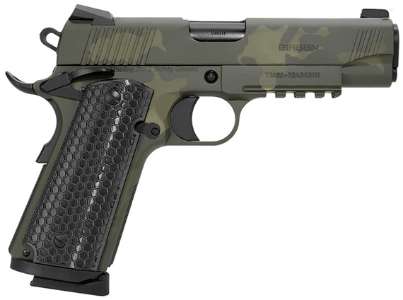 Girsan 392071 MC1911 C Untouchable Compact Frame 9mm Luger 9+1 4.40 Black Steel Barrel, OD Camo Serrated Steel Slide & Frame w/Beavertail & Pic Rail, Black Poly Grip, Pistol