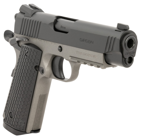 Girsan 392077 MC1911 C Untouchable Compact Frame 9mm Luger 9+1 4.40 Black Steel Barrel, Black Serrated Steel Slide, Stainless Steel Frame w/Beavertail & Pic Rail, Black Poly Grip, Pistol