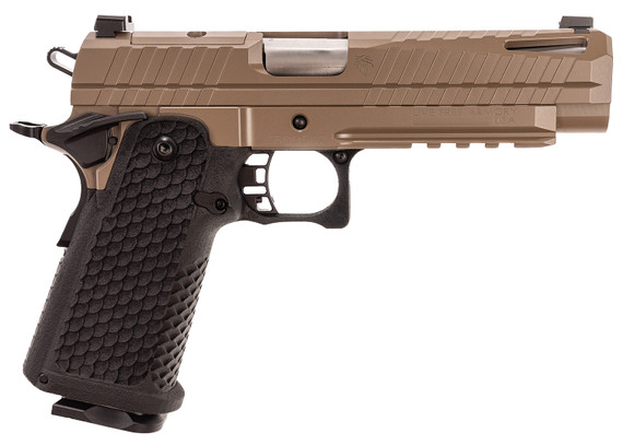 Live Free Armory LFAPF71202 Apollo 11 Full Size 9mm Luger 17+1 4.90 Stainless Match Grade Bull Barrel, Elite FDE Cerakote Optic Cut/Serrated Stainless Steel Slide, Elite FDE Cerakote Steel Frame w/Beavertail & Pic Rail, Pistol