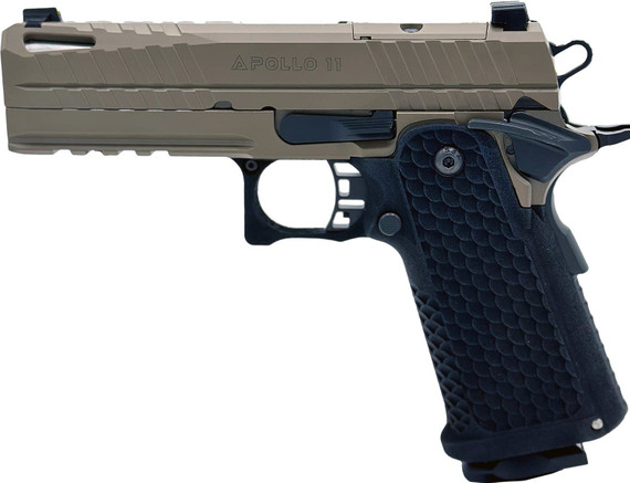 Live Free Armory LFAPS71402 Apollo 11 Sub-Compact 9mm Luger 17+1 3.50 Stainless Match Grade Bull Barrel, Elite Flat Dark Earth Cerakote Optic Cut/Serrated Stainless Steel Slide & Steel Frame w/Beavertail & Pic Rail, Black Poly Grip, Pistol