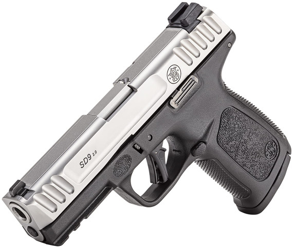 Smith & Wesson 13931 SD9 2.0 Compact Frame 9mm Luger 16+1, 4 Stainless Steel Barrel, Satin Stainless Steel Serrated Slide, Black Poly Frame w/Pic Rail, Black Textured Poly Grip, Pistol