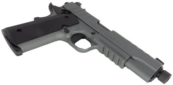 Tisas 10100557 1911 Night Stalker SF Full Size Frame 9mm Luger 8+1 5 Black Steel Threaded Barrel, Platinum Gray Cerakote Slide Serrated w/Slide Cuts & Steel Frame w/Beavertail & Pic Rail, Ambi, Pistol