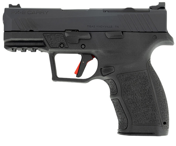 Tisas 15000302 PX-9 Carry 9mm Luger 15+1, 3.50 Black Carbon Steel Barrel, Black Tennifer Optic Ready/Serrated Carbon Steel Slide, Black Tennifer Poly Frame w/Beavertail & Pic Rail, Black w/Interchangeable Backstrap Grip, Pistol