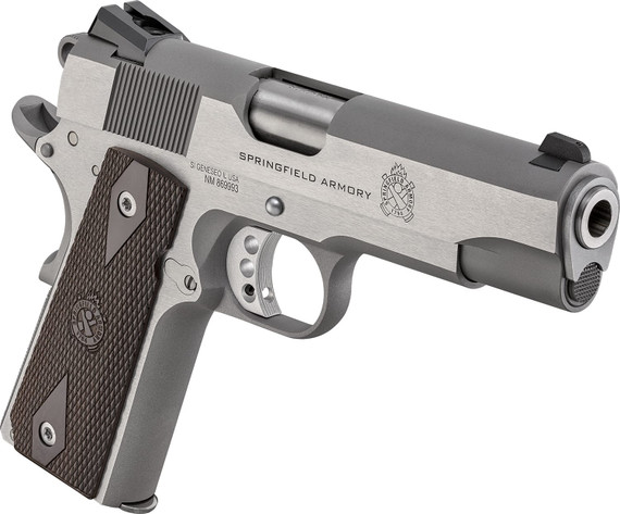 Springfield Armory PX9417S 1911 Garrison 9mm Luger 9+1 4.25 Stainless Match Grade Barrel, Serrated Stainless Steel Slide & Frame w/Beavertail, Thinline Wood Grip, Pistol