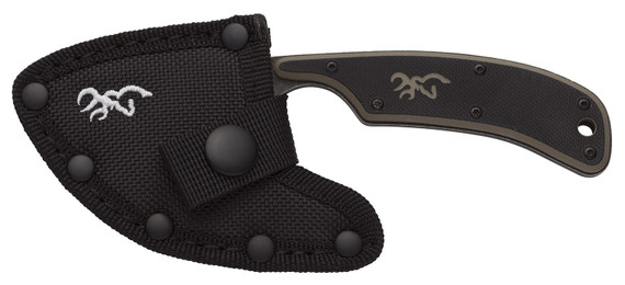 Browning 3220323 Cutoff 2.50 Fixed Skinner Plain Black Black Oxide Stonewashed 9Cr14MoV SS Blade, Black/Tan G10 Handle, Knife