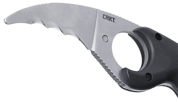 CRKT 2511 Bear Claw 2.39 Fixed Hawkbill Veff Serrated Stonewashed AUS-8A SS Blade, Black Textured GRN Handle, Knife