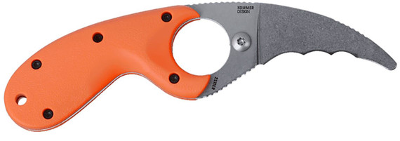 CRKT 2511ER Bear Claw 2.39 Fixed Hawkbill Veff Serrated Stonewashed AUS-8A SS Blade, Blaze Orange Textured GRN Handle, Knife