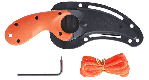 CRKT 2511ER Bear Claw 2.39 Fixed Hawkbill Veff Serrated Stonewashed AUS-8A SS Blade, Blaze Orange Textured GRN Handle, Knife