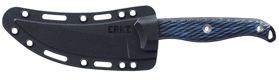 CRKT 2709B Clever Girl 4.60 Fixed Veff Serrated Black Powder Coated SK-5 Steel Blade, Blue Marbled G10 Handle, Knife