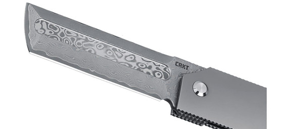 CRKT 5930 Ancestor EDC 3.60 Fold Tanto Plain Satin D2 Steel Blade, Black/Brown Stripe G10 Handle, Knife