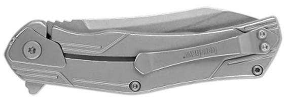 Kershaw 1380 Husker EDC 3 Fold Trailing Point Plain Bead Blasted 8Cr13MoV SS Blade, Stonewashed Stainless Steel Handle, Knife