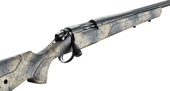 Bergara B14LM802 B-14 Wilderness Sierra 7mm Rem Mag 3+1 22 Sniper Gray Cerakote #5 Fluted Threaded Barrel, Sniper Gray Cerakote Steel Receiver, Wilderness Camo w/Black Webbing Fixed w/SoftTouch Synthetic Stock, Rifle