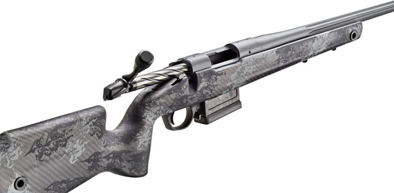 Bergara B14S754 B-14 Crest 22-250 Rem 5+1 20 Sniper Gray Cerakote #5 Contour Threaded Barrel, Sniper Gray Cerakote Steel Receiver, Black & Gray Sponge Fixed Carbon Fiber Stock, Rifle