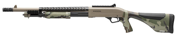 Winchester 512460395 SXP Extreme Defender Compact 12 Gauge Pump 3 5- 2.75 Shells 18.50 Flat Dark Earth Perma-Cote Steel Barrel, Drilled & Tapped w/Pic Rail Aluminum Receiver, Adj Cheek Riser Woodland Camo Synthetic Stock, Shotgun