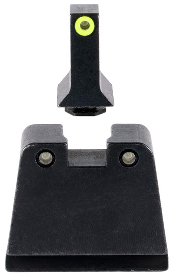 Trijicon GL243C601143 Suppressor/Optic Height Sights Green/Tritium Yellow Outline Front Sight-Green/Tritium Black Outline Rear Sight Glock 42/43/43X Slim Frame, Handgun Sight