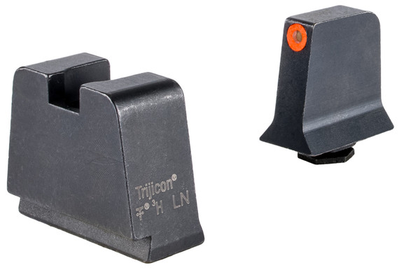 Trijicon GL243C601146 Suppressor/Optic Height Sights Green/Tritium Orange Outline Front Sight-Black/Blank Rear Sight Glock 42/43/43X Slim Frame, Handgun Sight