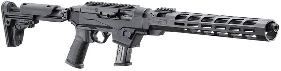 Ruger 19140 PC Carbine 9mm Luger 17+1 16.12 Black Fluted Threaded Barrel, Black Hard Coat Anodized Pic Rail Aluminum Receiver, M-LOK Handguard, Black Synthetic Fold Adj Stock, Black Poly Grip, Ambi, Rifle