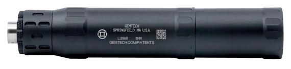 Gemtech 12711 Lunar-9 Suppressor, 9mm Luger 1.40 in Black Hardcoat Anodized Aluminum 1/2 in-28 tpi