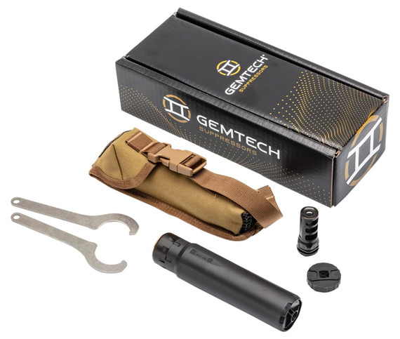 Gemtech 13549 Abyss Suppressor, 5.56mm Cal, Black Stainless Steel/Titanium Tube, Muzzle Brake & ETM Adapter Included