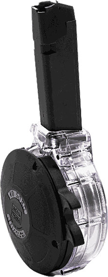 Kci KCIMZ028 Drum Magazine 50rd 40 S&W Compatible w/ Glock 22/23/24/27/35 Black Hardened Steel/Poly, Magazine