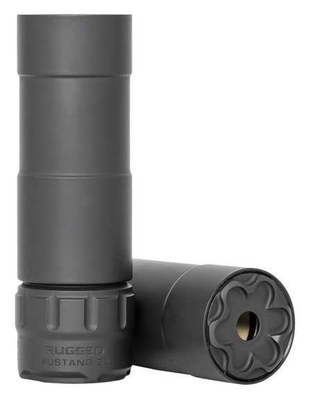 Rugged Suppressor Mustang 22, 22 LR 1.06 in D 1/2 in-28 tpi, Black Cerakote Aluminum/Titanium Mount,P5122